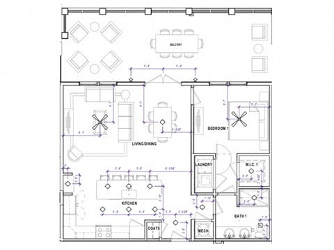 A2b Floor Plan at The Apartments at St. Marys, Raleigh, NC, 27605